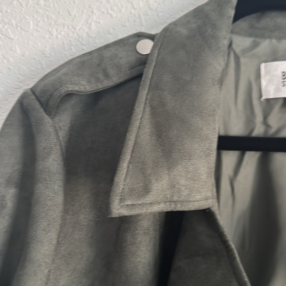 BB Dakota Green Faux Suede Leather Moto Jacket Asymmetrical Design - Picture 4 of 6